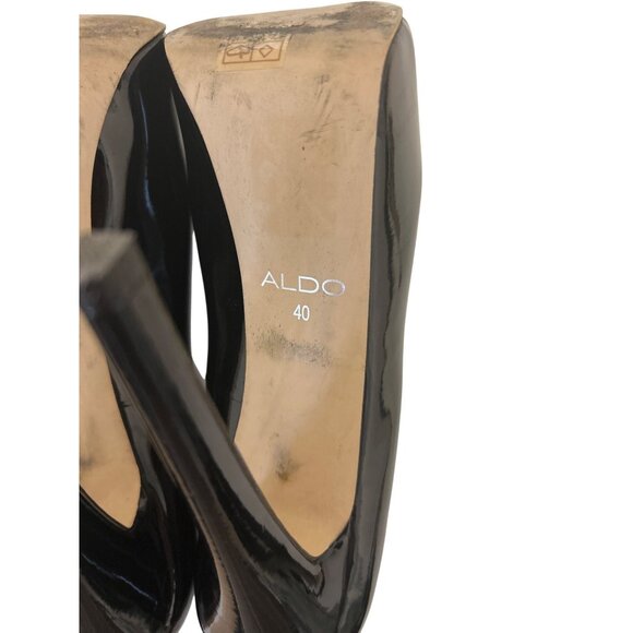 Aldo Women's Black Patent Leather Platform Stiletto High Heels Size 9 - Picture 9 of 9
